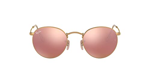 Ray-Ban Rb3447 Round Metal Sunglasses, Matte Gold/Light Brown Mirrored...