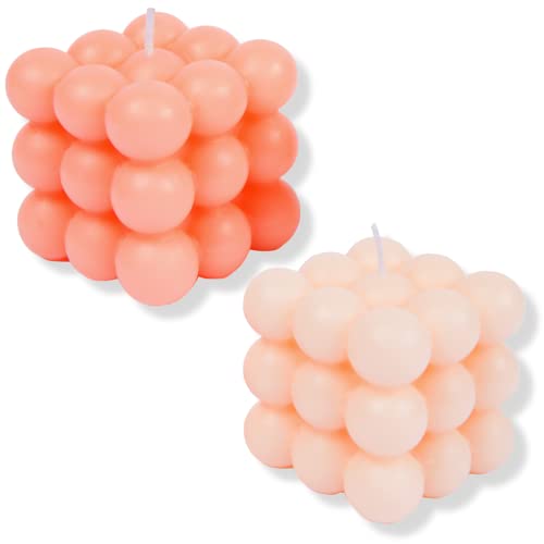 Loftern Pink(Rose) and Blush(Vanilla) Scented Bubble Candle Set of 2 -...