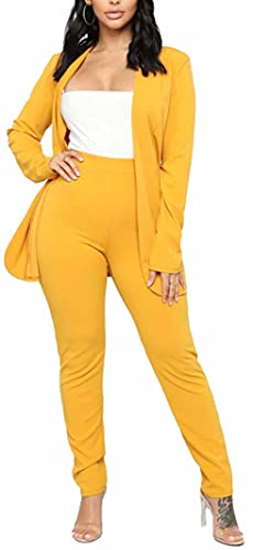 Women's 2 Piece Outfits Business Solid Open Front Blazer and Pencil Pants...