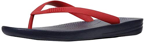 FitFlop Men's IQUSHION Ergonomic FLIP-Flops, ff red/midnight navy, 8 M US