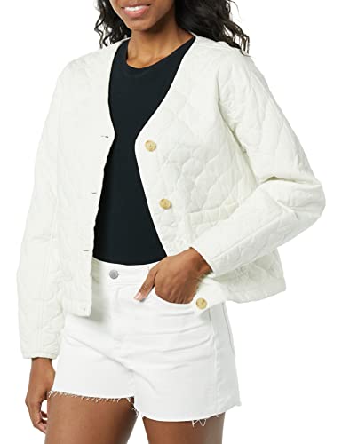 Goodthreads Women's Cotton Poplin Quilted Transitional Jacket, Ivory,...