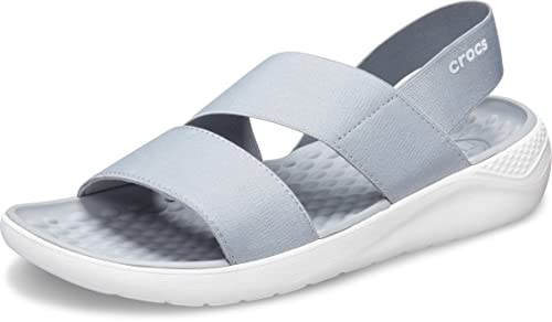 Crocs Women's LiteRide Stretch, Beach Sandals, Light Grey/White, 8
