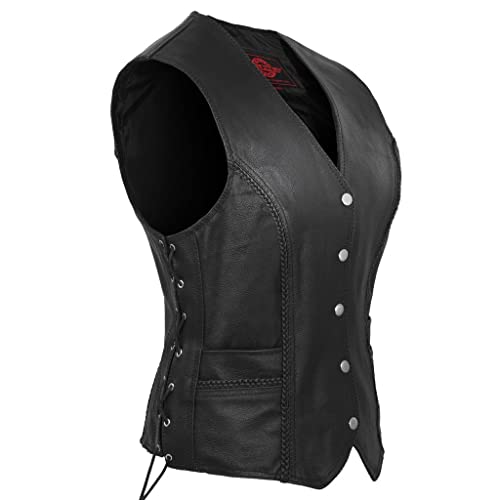 ALPHA CYCLE GEAR ACG Ladies Leather Vest (Large)