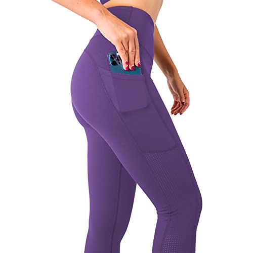 SEEMLY Thick High Waist Yoga Pants with Pockets, Tummy Control Workout...