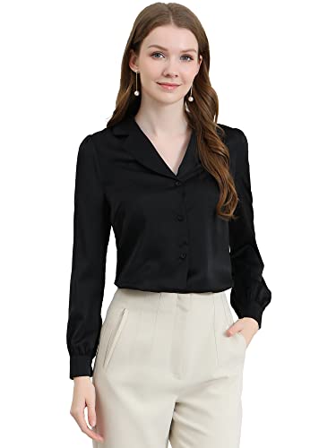 Allegra K Women's Elegant Collar Blouse Long Sleeve Work Office Button Down...