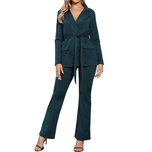 Women's Two Piece Blazer Pant Suits Solid Work Business Office Lady Suits...