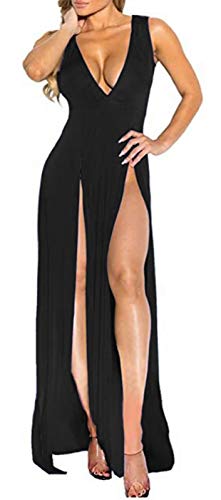 Womens Bandage Side Split V Neck Sleeveless Bodycon Clubwear Maxi Vest...