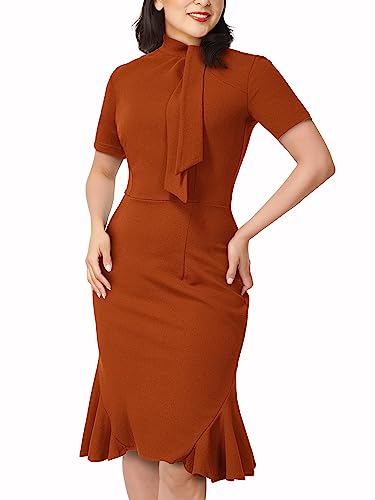 AISIZE Women's 1950s Vintage Tie Neck Cocktail Bodycon Pencil Dress Small...