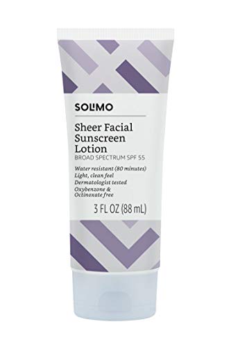 Amazon Brand - Solimo Sheer Face Sunscreen SPF 55, Formulated without...