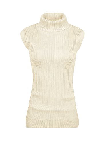 v28 Women Sleeveless High Neck Turtleneck Stretchable Knit Sweater...