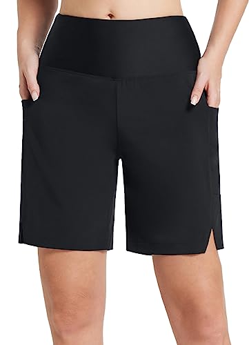 BALEAF Women's Long Swim Shorts 7' High Waisted Board Shorts Swimming...