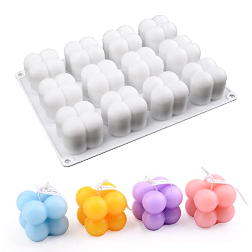 3D Bubble Candle Molds - 12 Cavity Bubble Cube Silicone Mold for Candles...