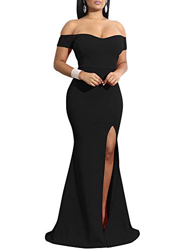 YMDUCH Womens Off Shoulder High Split Long Formal Party Dress Evening Gown...