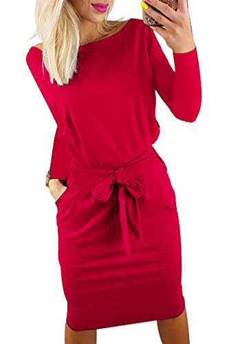 PRETTYGARDEN 2023 Fashion Fall Dresses for Women Casual Long Sleeve Belted...