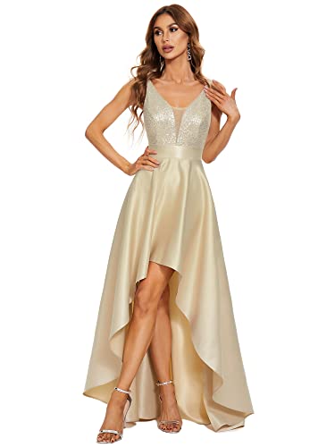 Ever-Pretty Women's Satin Deep V-Neck Backless Plus Size Summer Gold...