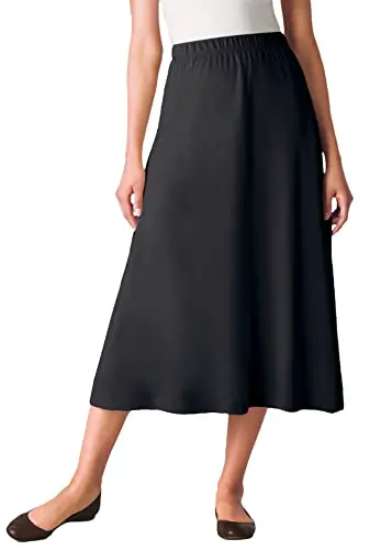 Woman Within Women's Plus Size 7-Day Knit A-Line Skirt - 1X, Black