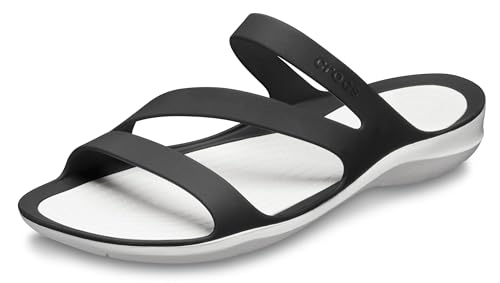 Crocs Women's Swiftwater Sandals, Black/White, 5