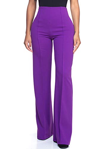 Women's J2 Love High Waist Bell Bottom Flare Pants, Medium, Purple