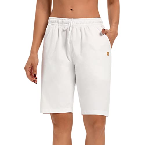 LUCKYCATCUS Women's Bermuda Shorts Jersey Shorts with Pockets Yoga Walking...
