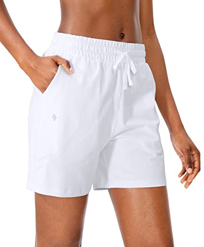 SANTINY Women's Cotton Shorts 5'' Lounge Yoga Shorts Jersey Sweat Bermuda...