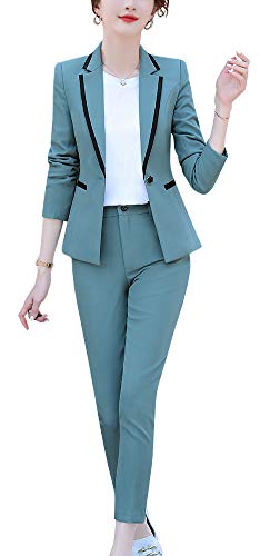 Women's Two Piece Solid Blazer Pantsuits Formal Lady Office Work Suits...