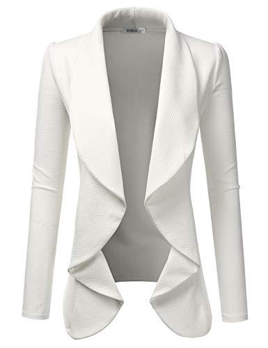 DOUBLJU Classic Draped Open Front Blazer Jacket for Women with Plus Size