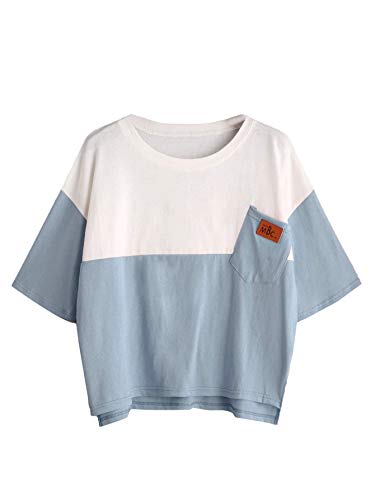 SweatyRocks Women's Color Block Half Sleeve High Low Casual Loose T-Shirt...