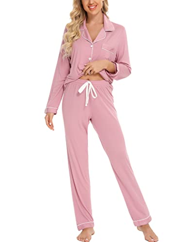 Leikar Button Up Pajama Set For Women Soft Long Sleeve Pjs Shirt and Pajama...