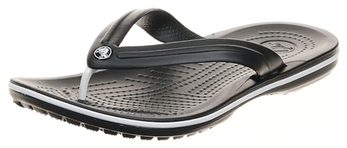 Crocs Crocband Flip Flop, Black/White, 8 M US Women / 6 M US Men