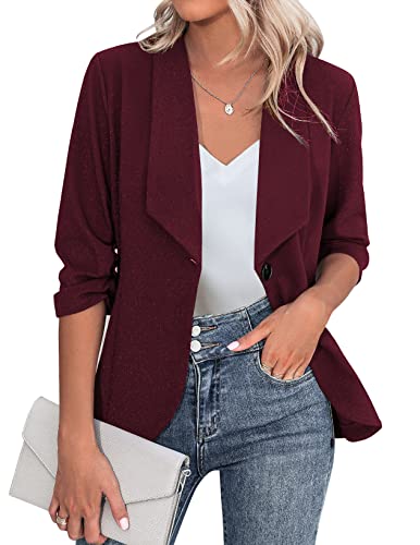 Beyove Women's 3/4 Sleeve Blazer Open Front Cardigan Jacket Work Office...