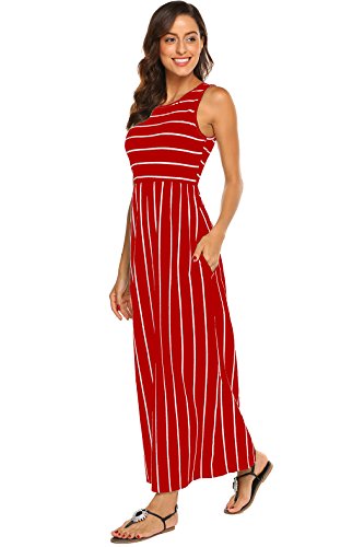 Women's Summer Sleeveless Striped Flowy Casual Long Maxi Dress with Pockets...