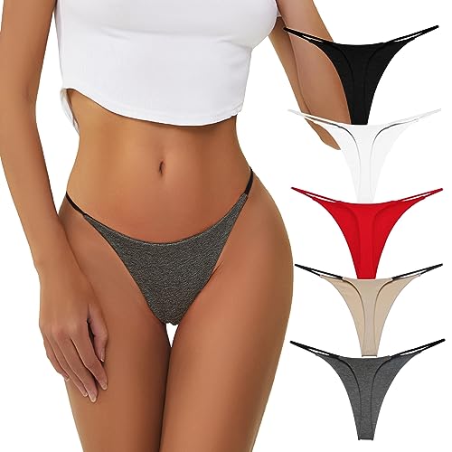 chahoo Sexy Underwear for Women Thong Low Rise G-String Panties 5-Pack Low...