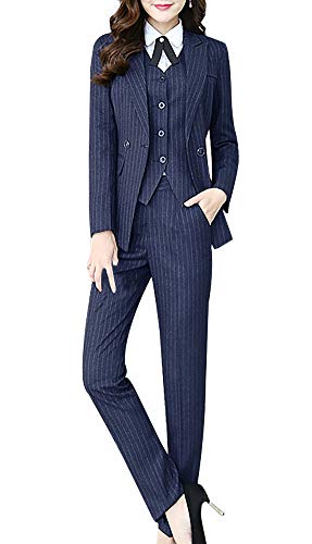 LISUEYNE Women's Three Pieces Office Lady Stripe Blazer Business Suit Set...