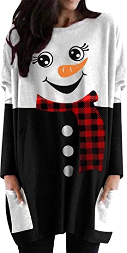 MOUSYA Women Long Sleeve Tops Christmas Cute Printed Tunic Oversized...