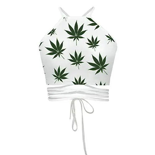 MAYBAO Weed Halter Top Cannabis Crop Top Marijuanna Tube Top Weed Tank Top...