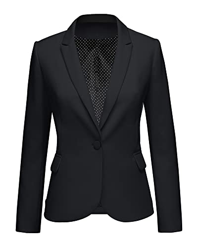 LookbookStore Casual Black Notched Lapel Work Blazers for Women Office...