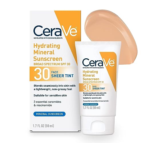 CeraVe Tinted Sunscreen with SPF 30 | Hydrating Mineral Sunscreen With Zinc...