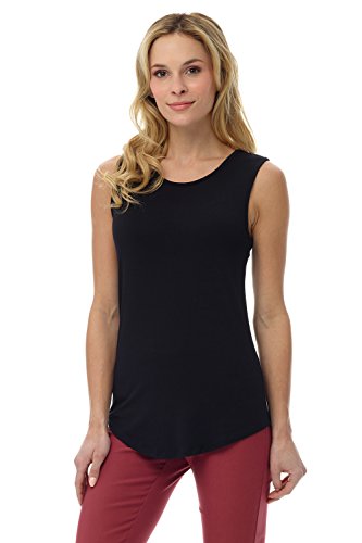 Rekucci Women's Soft Jersey Knit Sleeveless Tank Top (S-XXL) (Large, Black)