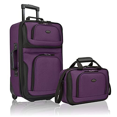 U.S. Traveler Rio Rugged Fabric Expandable Carry-on Luggage, 2 Wheel...