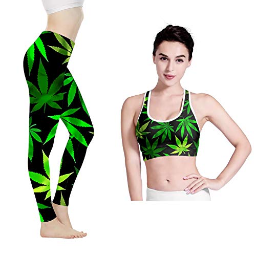 TWIKVASTA Green Weed Pot Marijuana Leaves Yoga Pants for Women Seamless...