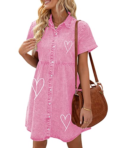 LookbookStore Pink Dresses for Women Valentine's Day Dress Pink Heart Love...