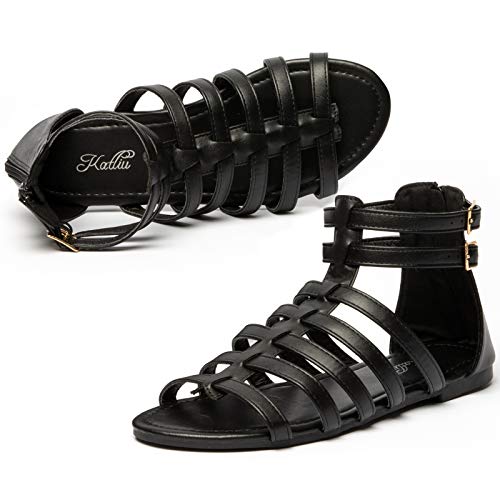 katliu Womens Gladiator Sandals Strap Sandal Two Ankle Buckle Open Toe...