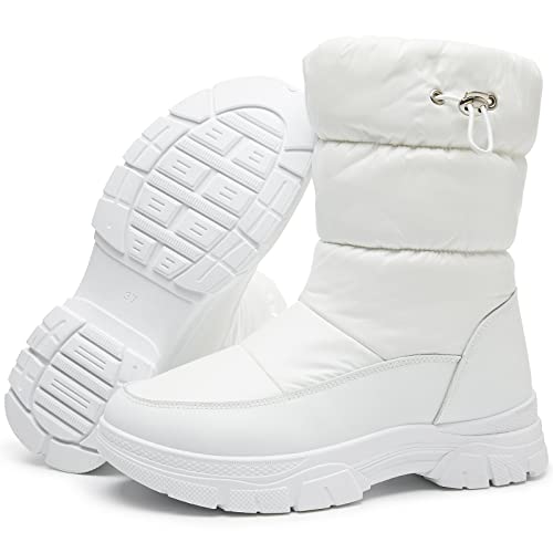 FRACORA Womens Winter Snow Boots Fur Lined Mid Calf Boots Warm Slip On...