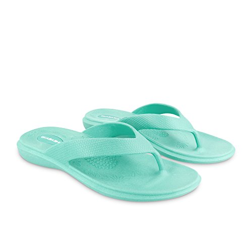 OKABASHI Women’s Maui Flip Flops - Sandals (5-6, Sea Glass, Numeric_5)
