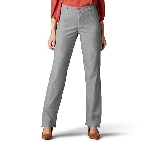 Lee Women's Wrinkle Free Relaxed Fit Straight Leg Pant, Ash Heather, 10...