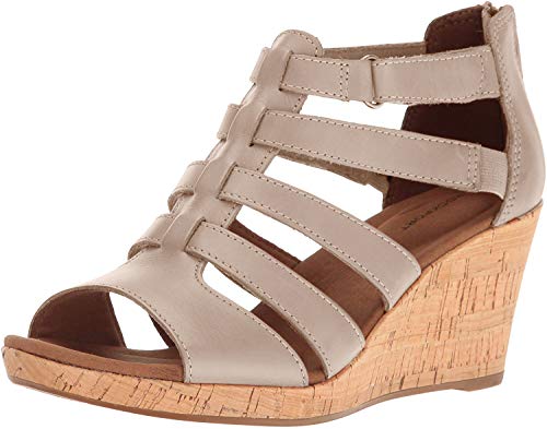 Rockport womens Briah Gladiator Wedge Sandal, New Taupe Nubuck, 7.5 US