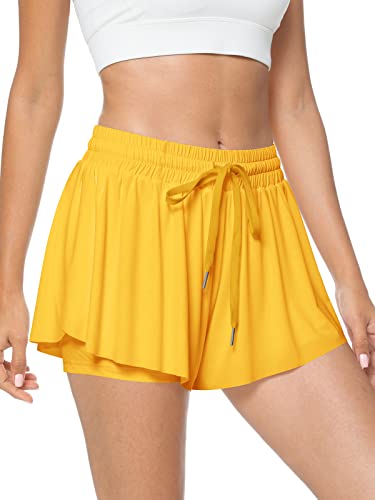 TARSE Womens Summer Flowy Skirt Shorts Lightweight Drawstring 2 in 1...