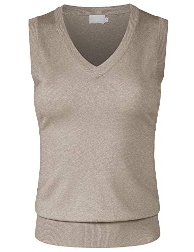 JSCEND Women's Solid Basic V-Neck Sleeveless Soft Stretch Pullover Sweater...