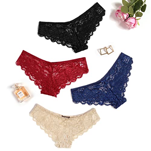 Avidlove Women Tangas Lingerie 4 Pack Lace Hipster Panties Sexy Bikini...