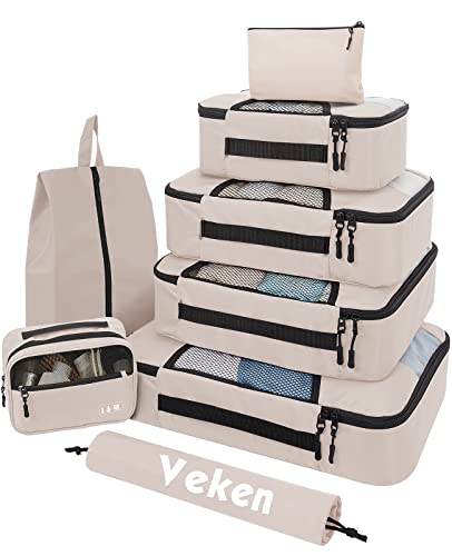 Veken 8 Set Packing Cubes for Suitcases, Travel Bag Organizers for Carry on...